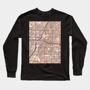 Las Vegas Map Pattern in Soft Pink Pastels Long Sleeve T-Shirt